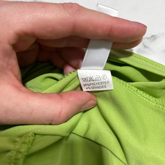 Lime green tank top bustier milkmaid Y2k brat crop top womens small bei si dun - Picture 6 of 6